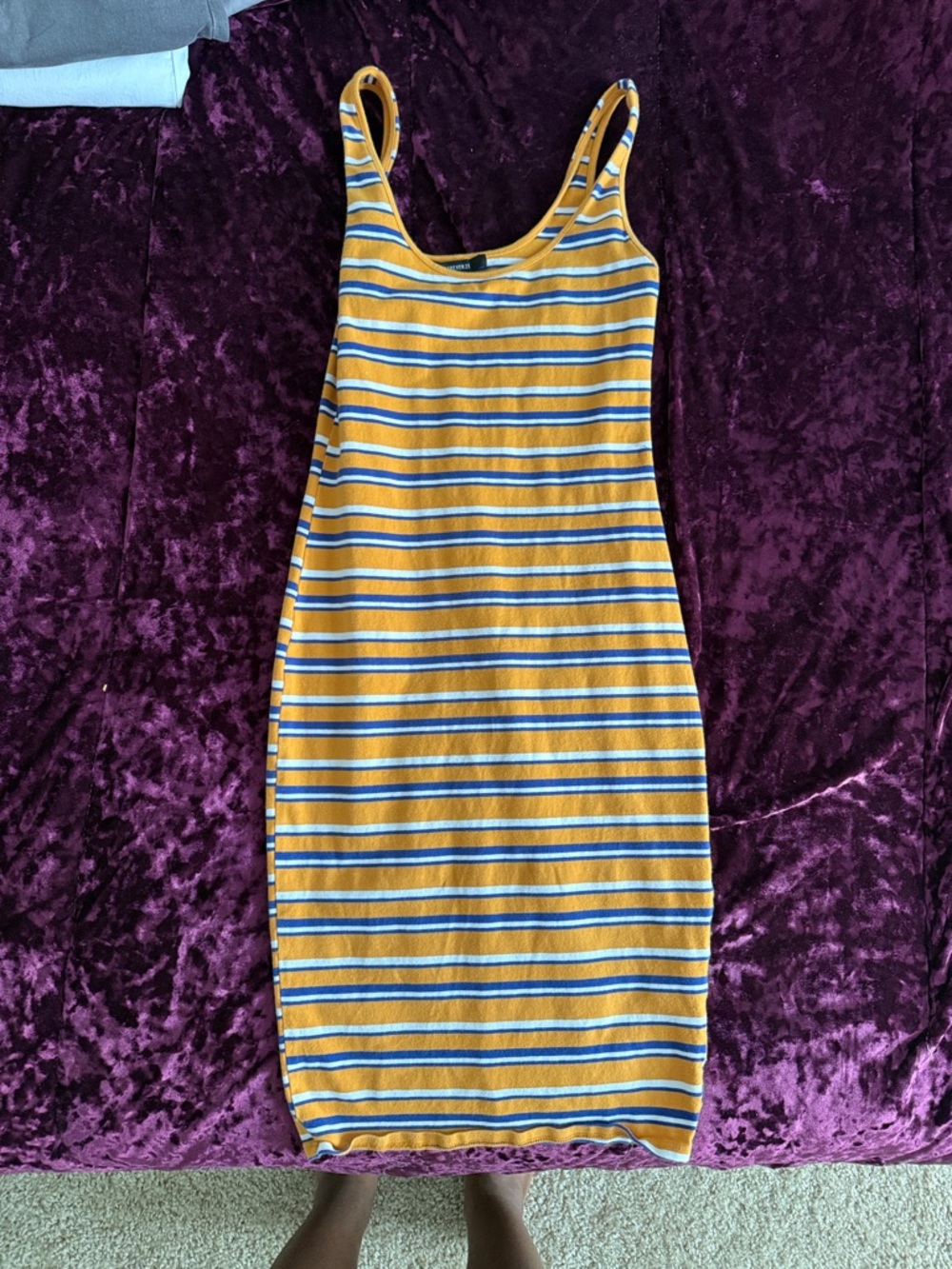 Forever 21 Mustard Yellow Striped Tank Dress